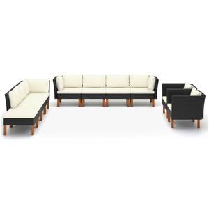 Garten-Sofa-Set (10-teilig) 3011728-6 Schwarz