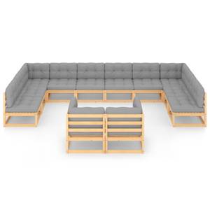 Garten-Lounge-Set (12-teilig) 3009767-2 Grau - Holz