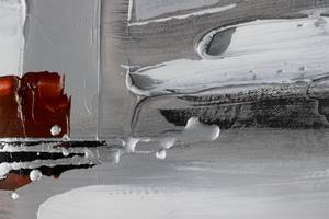 Tableau peint Encerclé par le brouillard Gris - Blanc - Bois massif - Textile - 150 x 50 x 4 cm