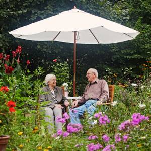 Table de jardin avec trou pour parasol Blanc - Métal - 70 x 72 x 70 cm