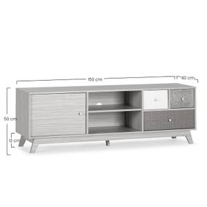 Meuble TV Maia 1 porte 3 tiroirs Bois manufacturé - 150 x 50 x 40 cm