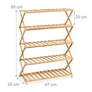 Faltbares Schuhregal aus Bambus Braun - Bambus - 67 x 89 x 26 cm