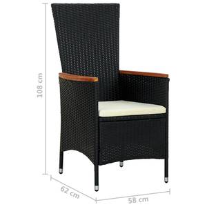 Gartenmöbel-Set Schwarz - Polyrattan - Holzart/Dekor - 90 x 75 x 190 cm