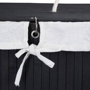 Lot de 2 paniers à linge bambou noir Noir - Marron clair - Blanc