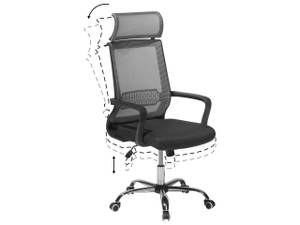 Chaise de bureau LEADER Noir - Gris foncé - Gris - Argenté - Textile
