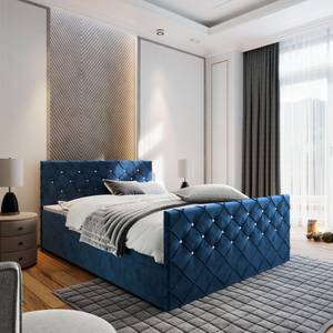 Boxspringbett MANDI Blau - Textil - 160 x 98 x 214 cm