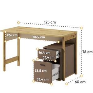 TRIDA Kinderschreibtisch Braun - Weiß - Holzwerkstoff - 125 x 76 x 60 cm