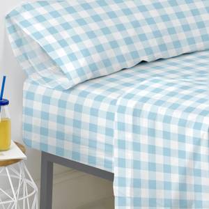 Vichy Spannbetttuch Blau - Textil - 4 x 90 x 200 cm