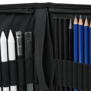 Zeichenset Bleistift 33-teilig Schwarz - Blau - Weiß - Holzwerkstoff - Textil - 24 x 4 x 21 cm