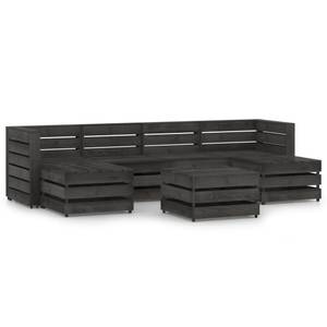 Garten-Lounge-Set Grau - Massivholz - Holzart/Dekor - 70 x 66 x 69 cm