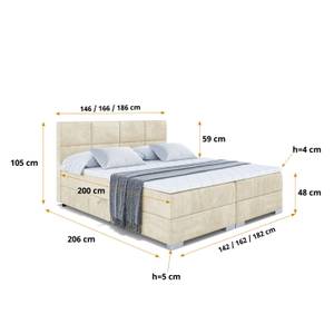 Boxspringbett ARDENI Ecru - Breite: 140 cm - H3