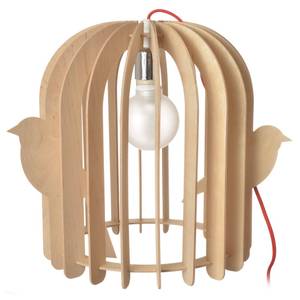 Lampe cage Oiseaux Beige - Bois manufacturé - 36 x 40 x 36 cm