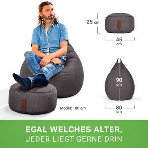 Set Indoor Sitzsack "Home Linen“+Hocker Grau
