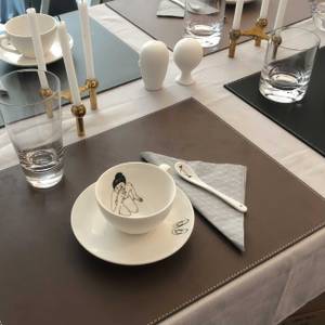 Leder Tischset, KANON rechteckig, braun Braun - Echtleder - 34 x 1 x 47 cm