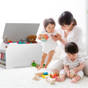 Spielzeugtruhe mit Bücherfächern Grau - Weiß - Holzwerkstoff - 84 x 48 x 43 cm