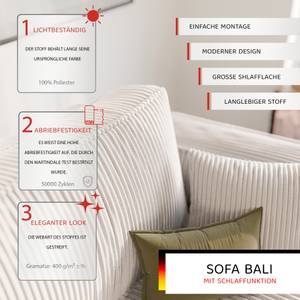 Sofa Bali Beige - Holzwerkstoff - 255 x 59 x 105 cm