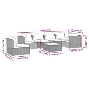 Garten-Lounge-Set (7-teilig) 3013636-2 Braun - Grün - Metall - Polyrattan - 60 x 30 x 60 cm