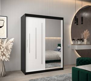 Armoire à portes coulissantes york 2 Noir - Blanc - Largeur : 150 cm - 2 porte