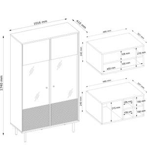 Vitrinenschränk LOFTY TV/Weineinlage Schwarz - Braun - Eiche Dekor