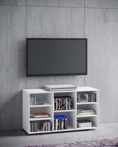 Table de télévision Fentino 2 Blanc - En partie en bois massif - 114 x 60 x 40 cm