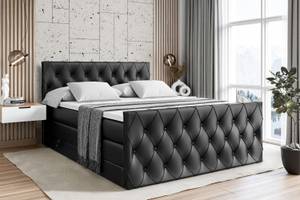 Boxspringbett AMAY KING Hochglanz Schwarz - Breite: 120 cm