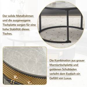 Couchtische 2er Hyperion Ⅰ Schwarz - Grau - Holzwerkstoff - Glas - Metall - Stein - 70 x 46 x 70 cm