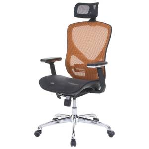Chaise de bureau A61 Noir - Orange - Textile - 63 x 126 x 60 cm