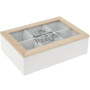 Teebox aus Holz, Teekiste, 24 x 17 x7 cm Weiß