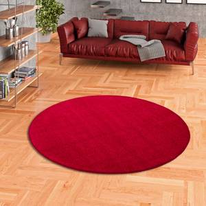 Hochflor Velours Teppich Luna Rund Rot - 133 x 133 cm