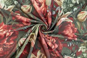 Vorhang rot floral blickdicht modern Rot - Textil - 140 x 245 x 1 cm