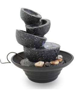 Led Zimmerbrunnen FoBowls Grau - Kunststoff - 22 x 25 x 22 cm