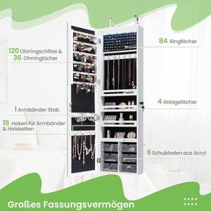 LED Schmuckschrank Hängeschrank Weiß - Holzwerkstoff - 12 x 120 x 37 cm