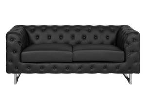 Chesterfield Sofa VISSLAND 2-tlg Schwarz - Silber - Kunstleder - 215 x 71 x 87 cm