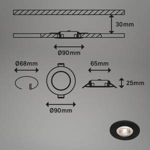 LED Einbauleuchten, schwarz, 3xLED Schwarz