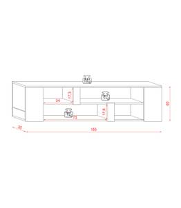 Meuble TV suspendu Klara Blanc - Bois manufacturé - 35 x 40 x 155 cm