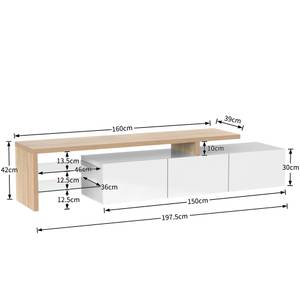 Buffet TV Cronus Ⅱ Blanc brillant - Bois - Blanc