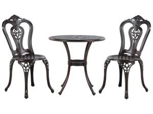 Bistro Set BOVINO 3-tlg Braun - Metall - 65 x 90 x 65 cm