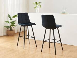 Tabouret de bar OLLUA Lot de 2 Noir - Textile - 56 x 107 x 47 cm