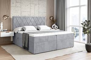 Boxspringbett LEPARO Hellgrau - Breite: 200 cm - H3