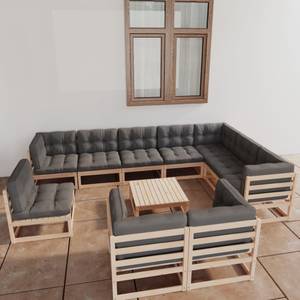 Garten-Lounge-Set (11-teilig) 3009836-2 Grau - Holz