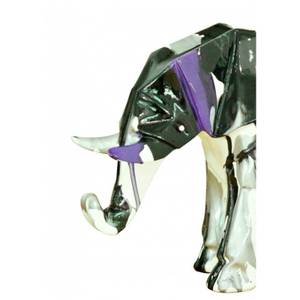 Tête éléphant blanc jets de peintures Porcelaine - 14 x 19 x 19 cm