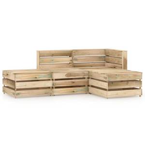 Garten-Lounge-Set Grün - Massivholz - Holzart/Dekor - 70 x 66 x 69 cm