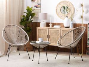 Bistro Set ACAPULCO II 3-tlg Schwarz - Grau - Hellgrau