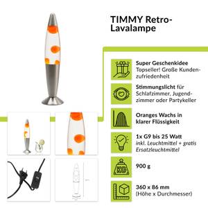 Lavalampe TIMMY Graumetallic - Orange - Silber - Durchscheinend