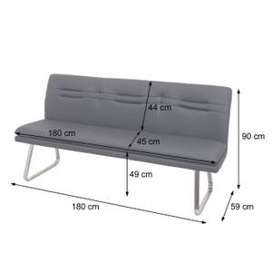 Sitzbank H70 Braun - Silber - 180 x 59 cm