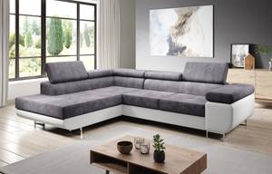 Ecksofa Zante Form-L Graphit - Weiß