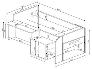 Bettkombination PEDRO Beige - Holzwerkstoff - 134 x 90 x 206 cm