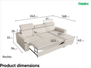 Ecksofa Voss L-Form Rechts Beige - Ecke davorstehend rechts - Longchair davorstehend rechts - Ottomane davorstehend rechts - Schlaffunktion davorstehend links