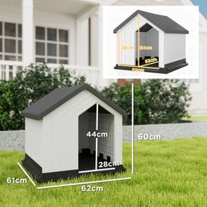 Hundehütte D02-195V00GY Grau - Kunststoff - 61 x 60 x 62 cm
