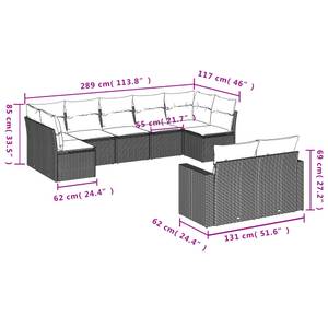 Gartensitzgruppe K743(9-tlg) Schwarz - Massivholz - 69 x 62 x 62 cm